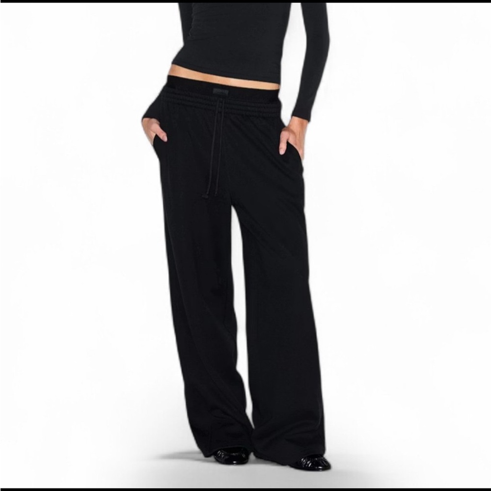 SKIMS *NWT COTTON FLEECE DOUBLE WAISTBAND PANT | COLOR: ONYX